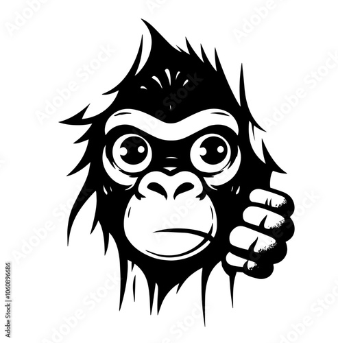 monkey illustration with curious expression