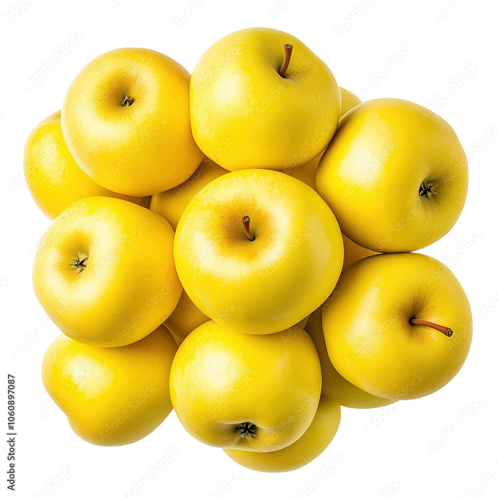 Yellow Apple Flat Lay Arrangement isolated on white or transparent background, png clipart, design element. Easy to place object on any other background. Yellow Apple Flat Lay Arrangement isolated on white or transparent background, png clipart, design element. Easy to place object on any other background.