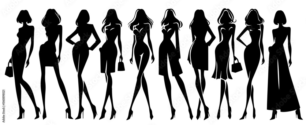 stylish female silhouettes in fashionable poses stylish female silhouettes in fashionable poses