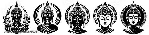 buddha icons with peaceful expressions vector sketch
