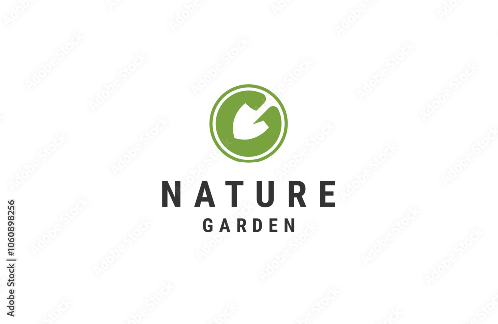 Nature leaf green shovel logo icon design template flat vector Nature leaf green shovel logo icon design template flat vector