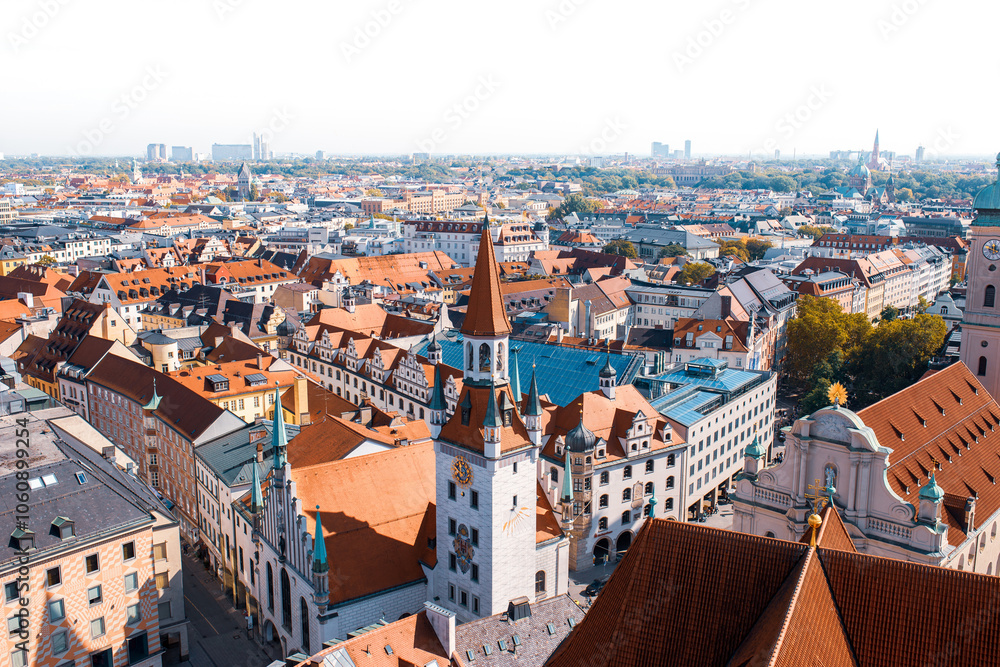 Munich city skyline view with historic and modern architecture Munich city skyline view with historic and modern architecture