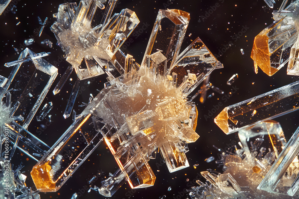 Microscopic illustration of crystalline structures, showcasing the abstract patterns of minerals