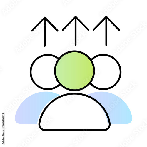 Figures with Upward Arrows Representing Career Progression. Success and Professional Growth