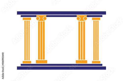 Two ancient Greek style pillars vector art illustration.
