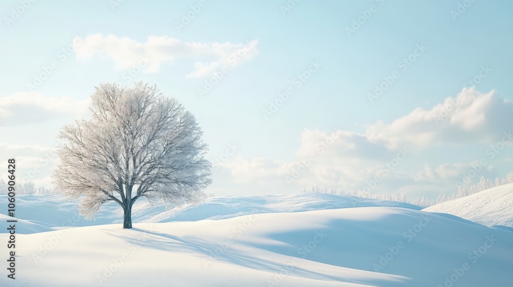 Lonely Tree in a Snowy Landscape. Lonely Tree in a Snowy Landscape.
