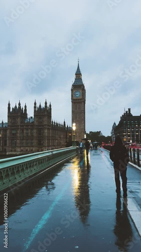 Palace of Westminster and Big Ben tower in London, England