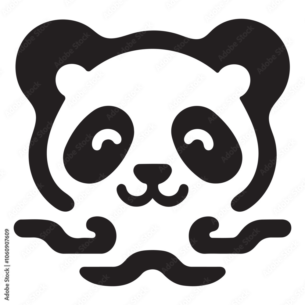 Fototapeta premium a cute panda bear face in black and white color