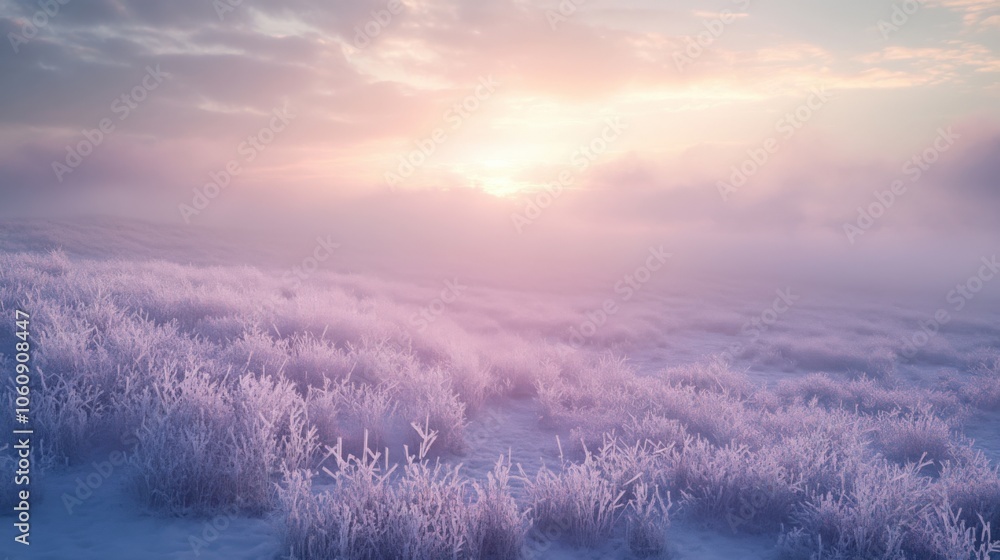 Frozen Landscape at Sunset. Frozen Landscape at Sunset.