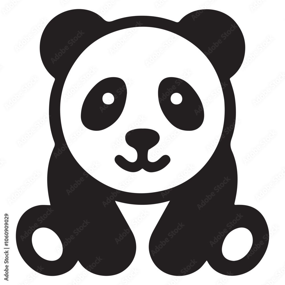 Panda Sitting Silhouette Panda Sitting Silhouette