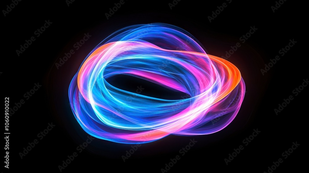 Abstract Colorful Light Swirls on Black Background Abstract Colorful Light Swirls on Black Background