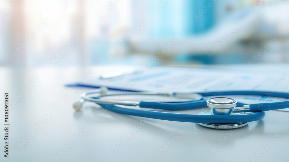 Medical report highlighted amid a softly blurred hospital setting, emphasizing the importance of documentation in the healthcare environment, showcasing patient care and professionalism. Medical report highlighted amid a softly blurred hospital setting, emphasizing the importance of documentation in the healthcare environment, showcasing patient care and professionalism.