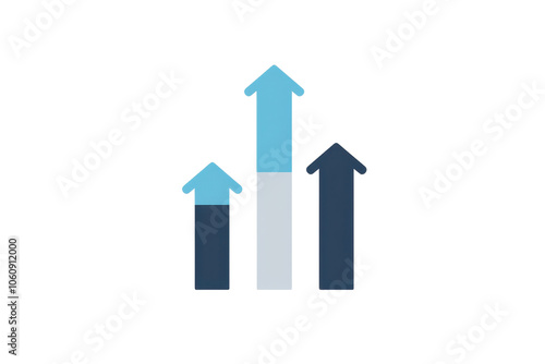 Abstract graphic of three upward arrows symbolizing growth, progress, and success. Perfect for business and financial contexts.