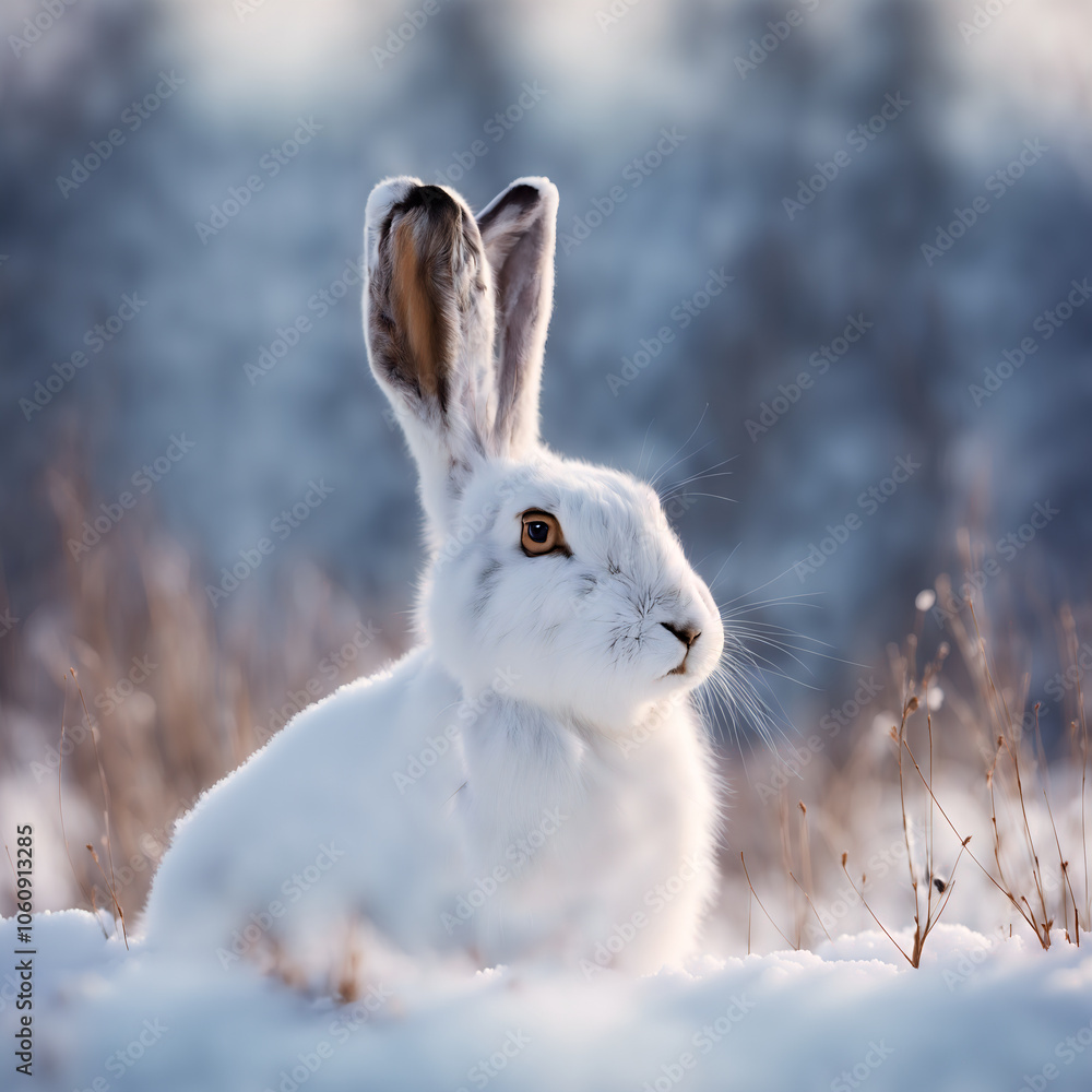Winter Hare Camouflaged in Snow Winter Hare Camouflaged in Snow