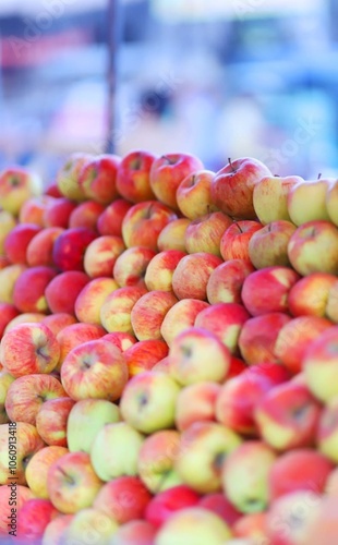 Fresh ripe red apples as background, top view