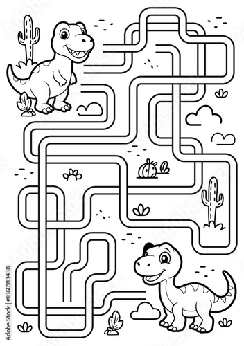 Adorable Dinosaur Maze for Kids' Fun and Education
