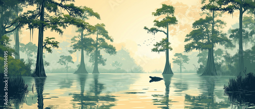 Wallpaper Mural Paysage mystique du bayou en illustration vectorielle pour écran large Torontodigital.ca