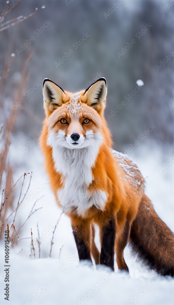 Fototapeta premium Red Fox in Fresh Snow