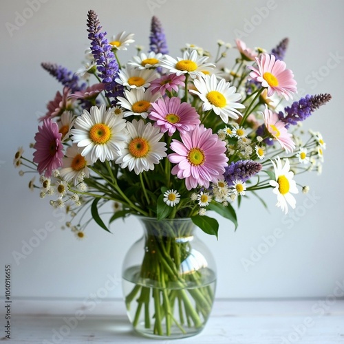 Wallpaper Mural 
Wildflower Bouquet in Glass Vase with Delicate Pastel Blooms Torontodigital.ca