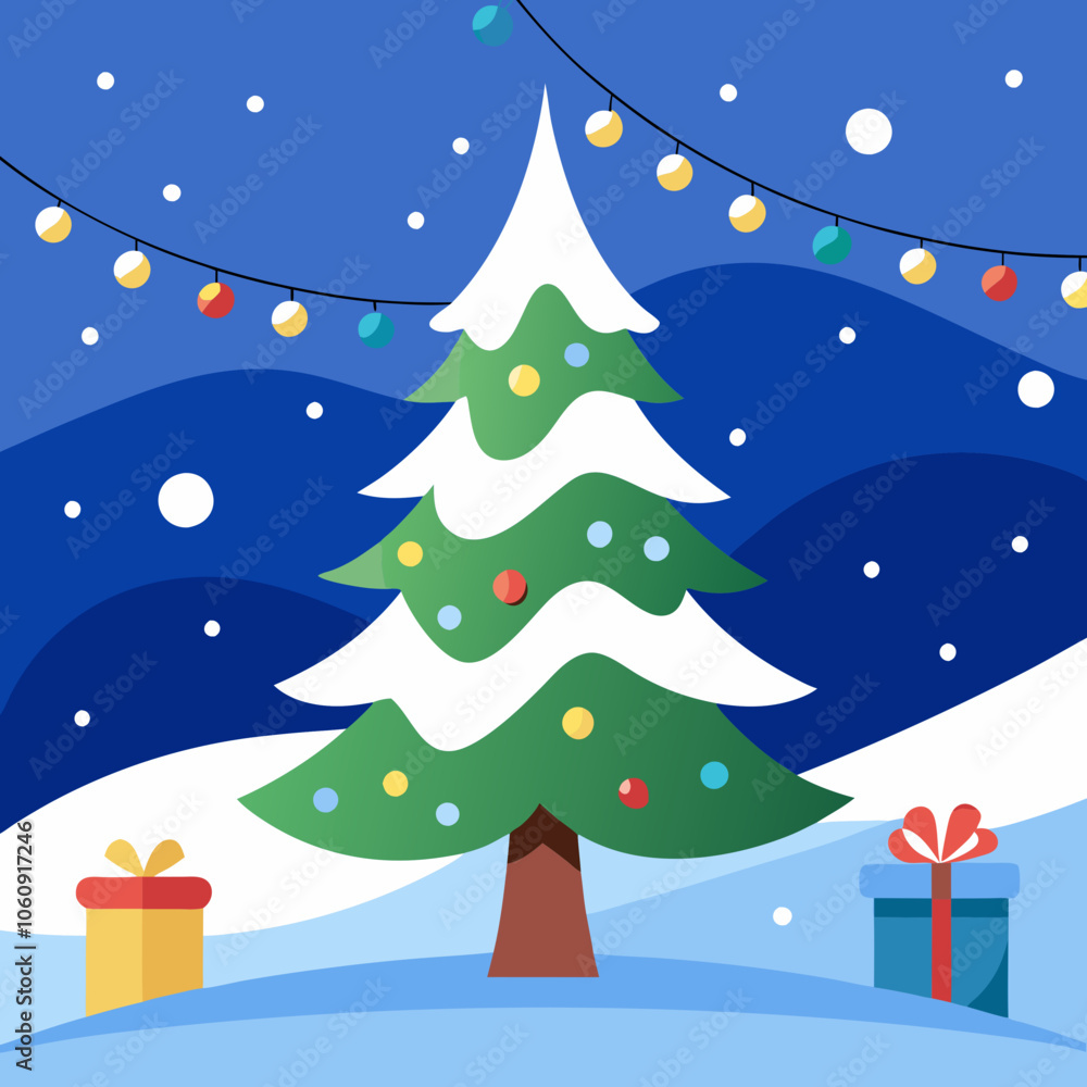Fototapeta premium Snow holiday Christmas winter tree white background