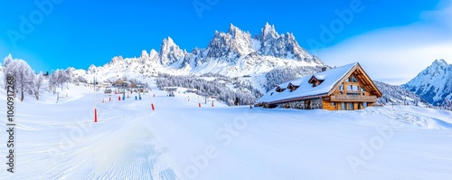 An aerial view of Mont Blanc from the Grandes Jorasses in the French alps above Chamonix, showing Mount Aiguille du Midi
