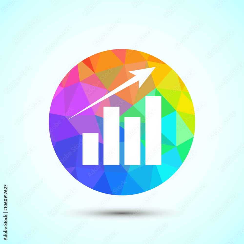Bar chart logo design illustration, Graph icon, Growth logo sign, Growth chart low poly style Bar chart logo design illustration, Graph icon, Growth logo sign, Growth chart low poly style