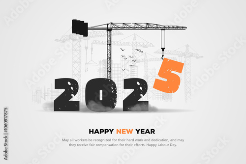 Collection of Happy New Year 2025 Designs. Concept with Construction 2025. premium design for a 2025 poster, card, calendar and social media post. photo