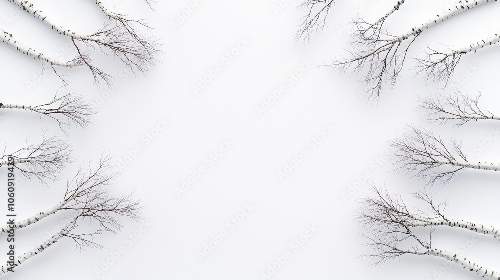 Fototapeta premium An aerial view of leafless treetops in winter. Drone shot.