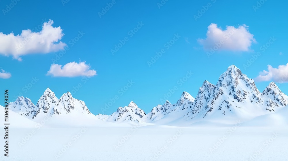 Under a clear blue sky, a majestic snow-covered mountain range stands out Under a clear blue sky, a majestic snow-covered mountain range stands out