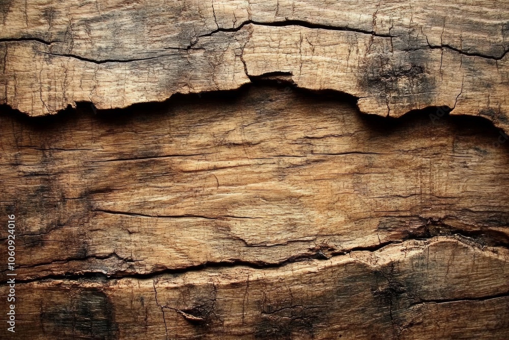 Close-up of weathered wood with a natural, rustic texture. The surface shows the passing of time with deep cracks and brown tones. Close-up of weathered wood with a natural, rustic texture. The surface shows the passing of time with deep cracks and brown tones.
