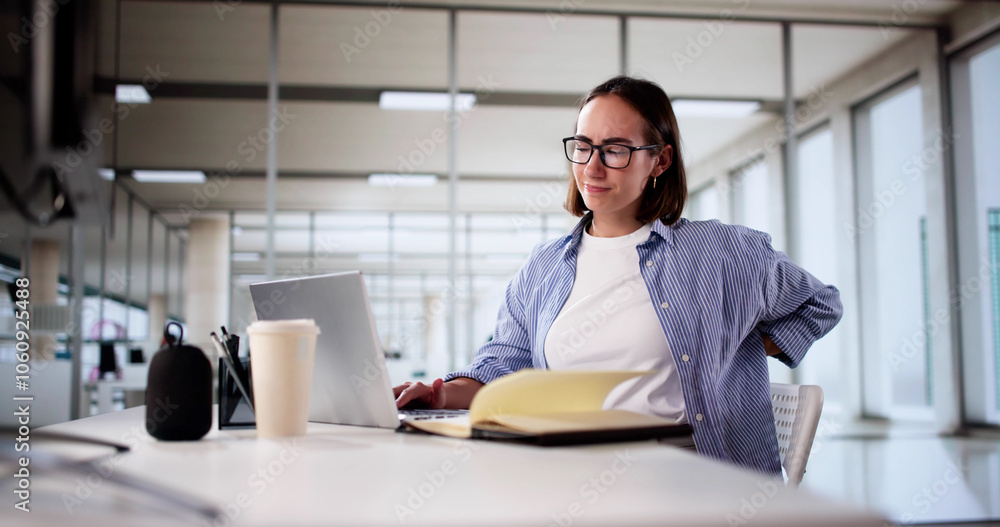 Back Pain Bad Posture Woman Sitting Back Pain Bad Posture Woman Sitting