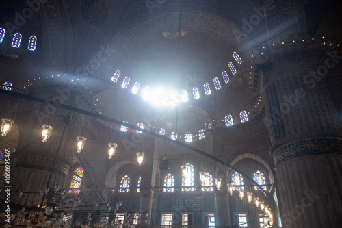 400 Years old Ottoman Mosque interior photos 
İt is written prayer and God names with Arabic letters   photo