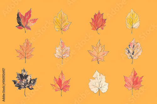 Wallpaper Mural Herbstliche Blätter auf leuchtend orangefarbenem Hintergrund

 Torontodigital.ca