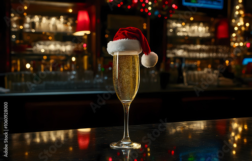 glasses of champagne on the table, christmas decoration, Majestic Cheers: Ringing in the New Year with Champagne and Crowns	