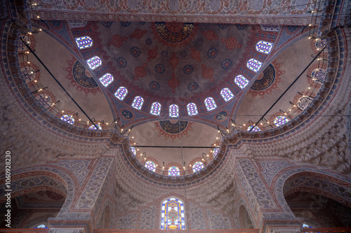 400 Years old Ottoman Mosque interior photos 
İt is written prayer and God names with Arabic letters   photo