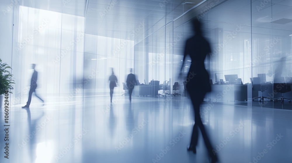 Blurred background capturing the dynamic vibe of a modern workplace including blurred motion of people moving through the office Blurred background capturing the dynamic vibe of a modern workplace including blurred motion of people moving through the office