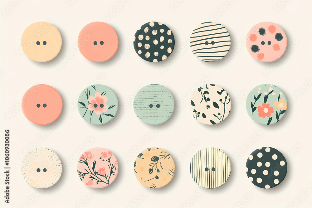 Obraz premium Bunte Knöpfe in verschiedenen Mustern und Farben
