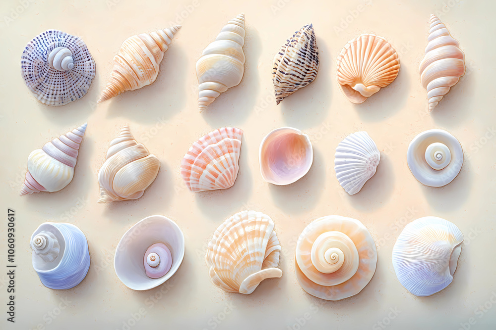 Schöne Muscheln in Pastellfarben auf neutralem Hintergrund
Schöne Muscheln in Pastellfarben auf neutralem Hintergrund