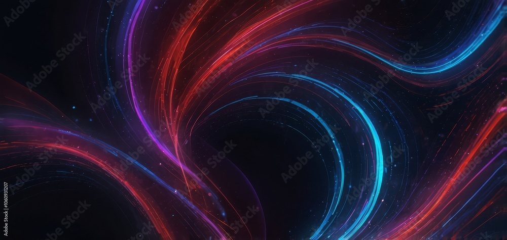 Fototapeta premium Abstract blue and purple and red dynamic background.Futuristic vivd neon swirl lines. Light effect