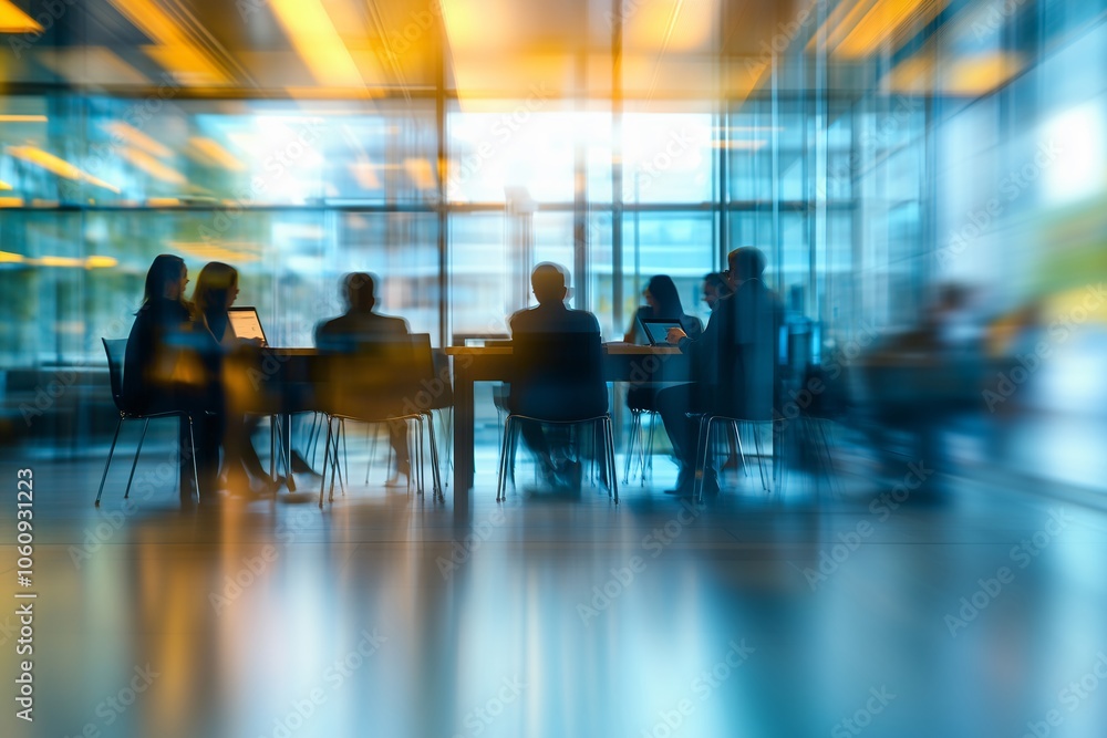 Blurred background capturing the dynamic vibe of a modern workplace including blurred motion of people moving through the office Blurred background capturing the dynamic vibe of a modern workplace including blurred motion of people moving through the office