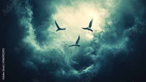 The Bible, the Book of Genesis, the creation of the world by God.  And God created every living creature that moveth, and every winged bird