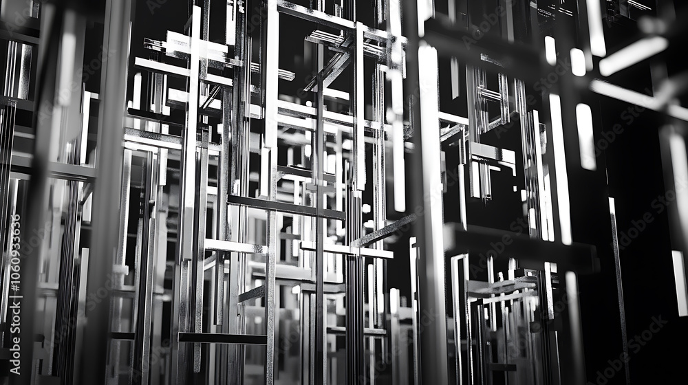 Obraz premium Aluminum profiles, Construction concept, Building site