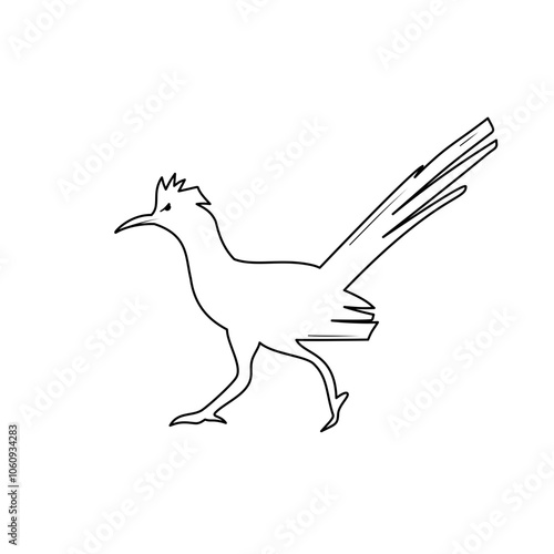 Roadrunner Bird Outline Illustration