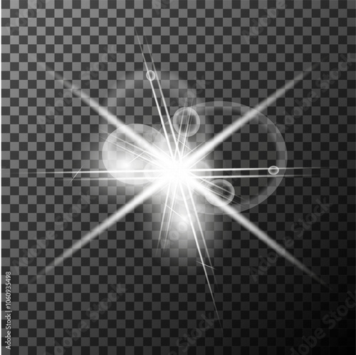 White glowing light burst explosion. Bright star. Transparent shine gradient glitter, bright flare. Glare texture.