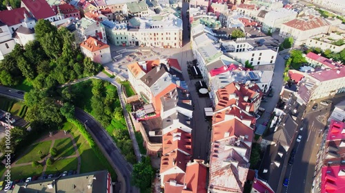 Lublin old town , drone footage 4K Dlog Rec.709. Lublin, Poland 4.08.2024