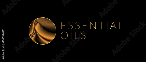 Essential Oils Gold Illustration on Black Background