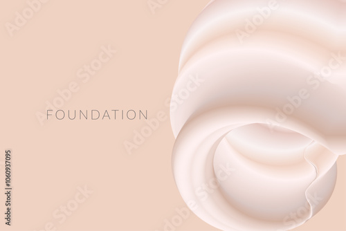Nude Makeup Foundation Abstract Illustration Background. Beige Smudge in Minimal Elegant Style