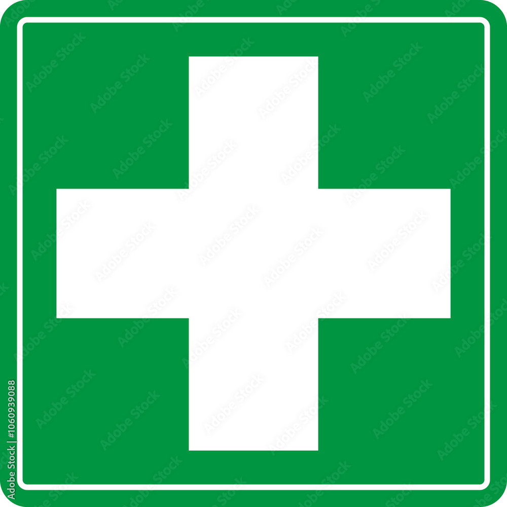 Obraz premium First aid post box point green sign icon