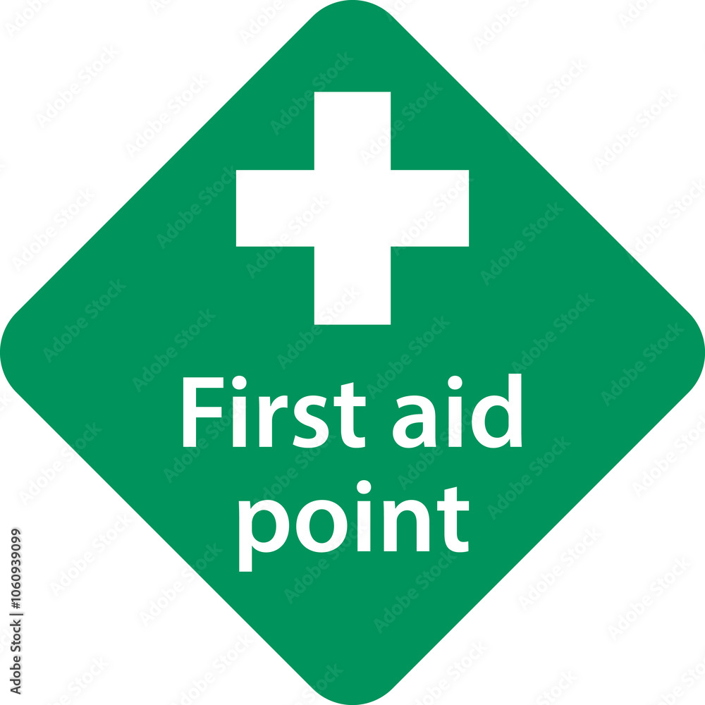 First aid post box point green sign icon First aid post box point green sign icon