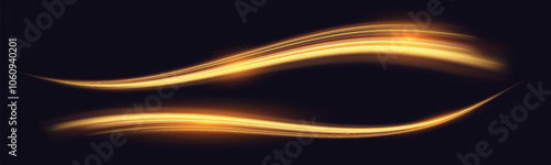 Golden Light Wave speed Lines: Shining Gold Design Element with Wavy Bright Stripes.	

 photo